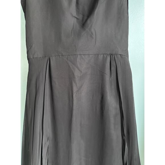 Vintage 1950s Little Black Dress Silk Sleeveless VTG Sizing - Picture 3 of 6